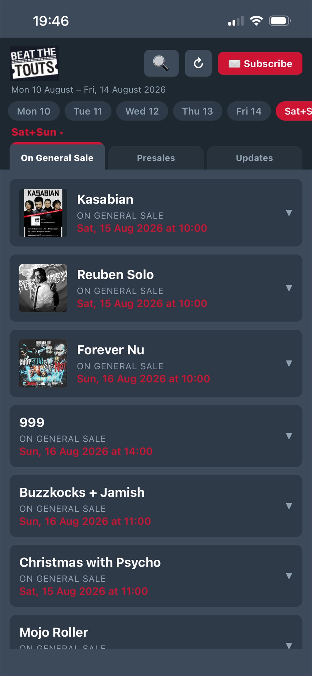 App: on general sale